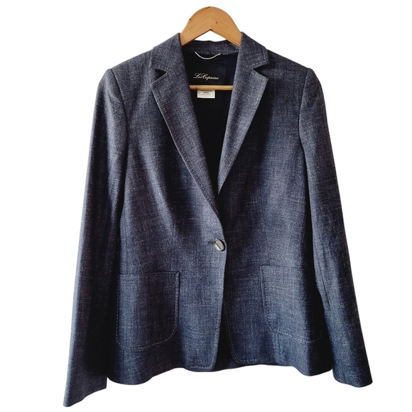 Les Copains Dark Blue Wool Blend Blazer - Picture 1 of 14